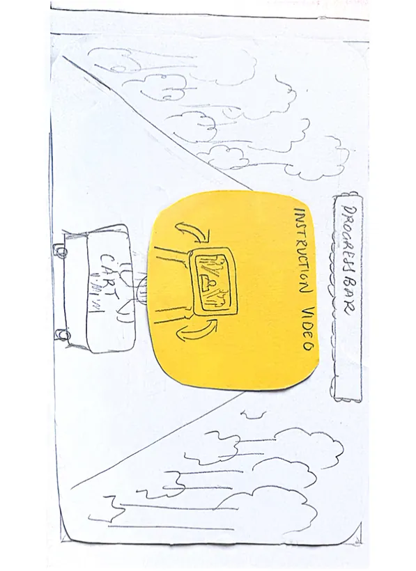 Pencil sketch of an early Dus Pattay game screen
